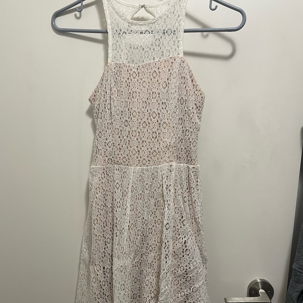 White dress with nude underlay